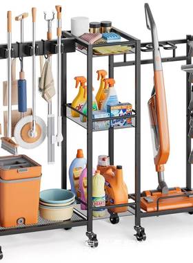 清洁工具纳架收带轮子庭院扫把置物架SBJ06储拖把水清桶洁用具物