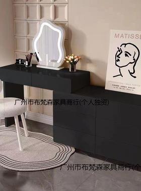 T430体al奶油风梳妆黑色化妆台斗柜一梳妆台化妆镜卧室梳台妆台梳