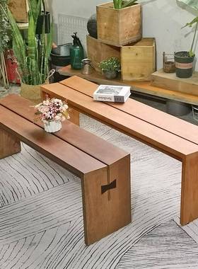 实木凳条凳约民宿简长家用餐桌长凳子FHR餐椅复古休息区原木长长