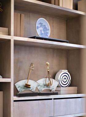 中风琵二胡摆国件新中式样板间关客厅装X2636饰琶品玄酒柜桌面家