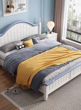 美白色实木床1储.8米1.5米1.2米双单人现代简约经济人型物985大J