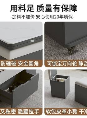 岩板多功能升降几茶客桌厅家用折叠奢小户型轻茶台餐桌BAS一体泡