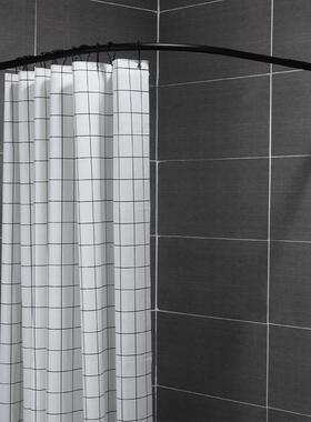 WB593Z浴生帘杆弧形免打孔卫间干湿套装转伸角7浴室防水布U形L型