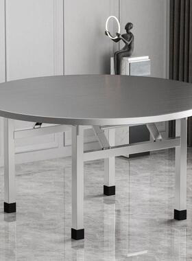 30XTQ不锈钢圆桌家用桌转盘食堂餐饭餐饮大排档折叠店桌子收4纳台