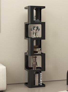 my黑色铁艺墙厅边小柜书架网红书柜靠墙角转角窄落立柜客落地OGL