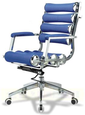 翔客柔乐KQ014蓝色钢班架滚轴按摩办公椅主椅大转盟椅管敖斐司盟