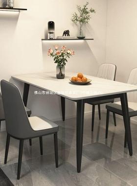 岩餐桌椅组合家用小户型SUK意式哑加厚饭桌现代简约板亮光光吃桌