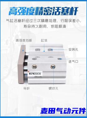 SMC原装三轴缸MGPM12926/16/20/25/G32/40/50/63/80/1P气00-75Z-3