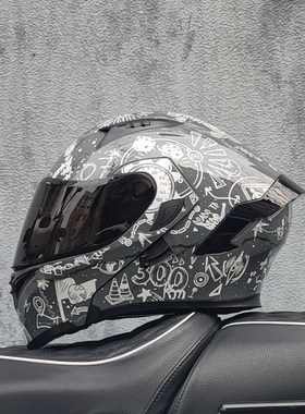 ORZ摩托车头盔男全覆式双镜片揭面盔四季旅行拉力蓝牙全盔3C认证