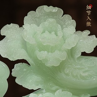 百财如意玉白菜摆件招财开业礼品实用大气客厅办公室博古架装 饰品