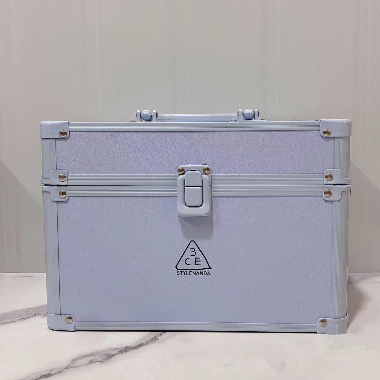 3CE银粉双层化妆箱 粉色款化妆品收纳盒 三熹玉品牌设计