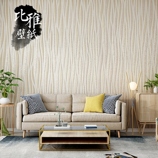 北欧素色3D立体曲线条纹墙纸高档客厅卧室壁纸轻奢2021新款 卡其色