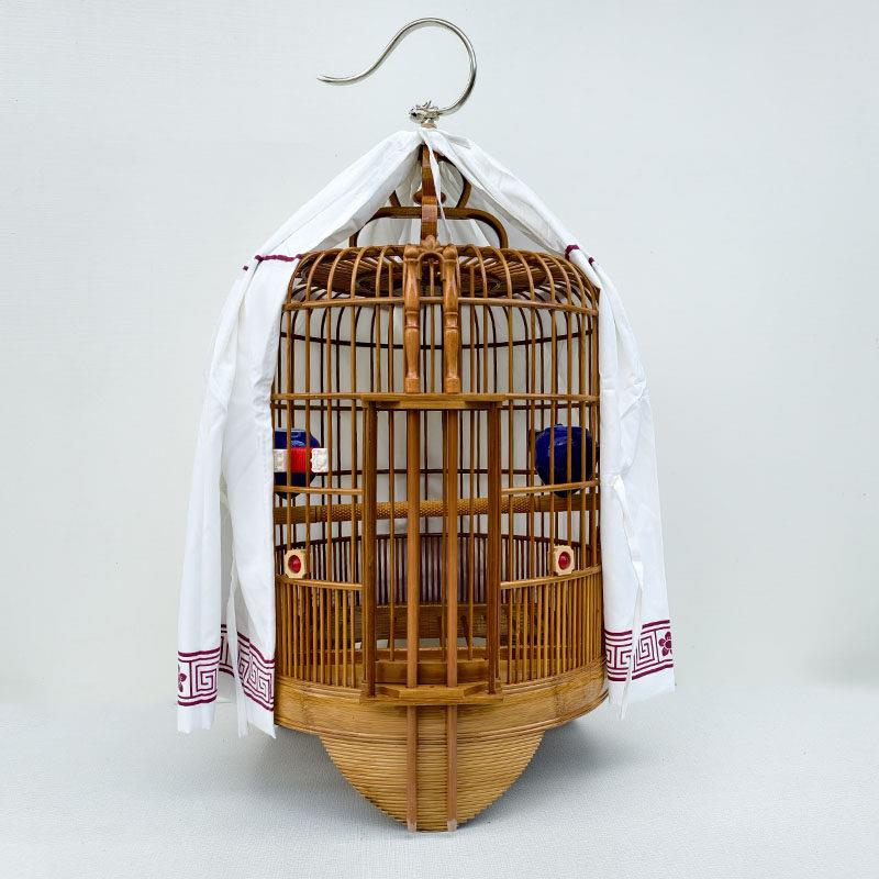 广笼广西底广笼画眉笼八哥笼鹩哥笼竹制鸟笼大号全套鸟笼配件