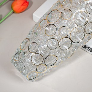 饰品花卉花器A809 轻奢简约水晶气泡琉璃描金花瓶客厅装 驰宽