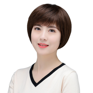 假发女全头套短发真发全真人发中老年女士整顶发套自然真头发夏季