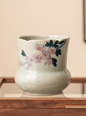 陶瓷茶具茶渣缸纯手玉兰花水建水华庭茶洗杯孟小号功夫23JS0504绘