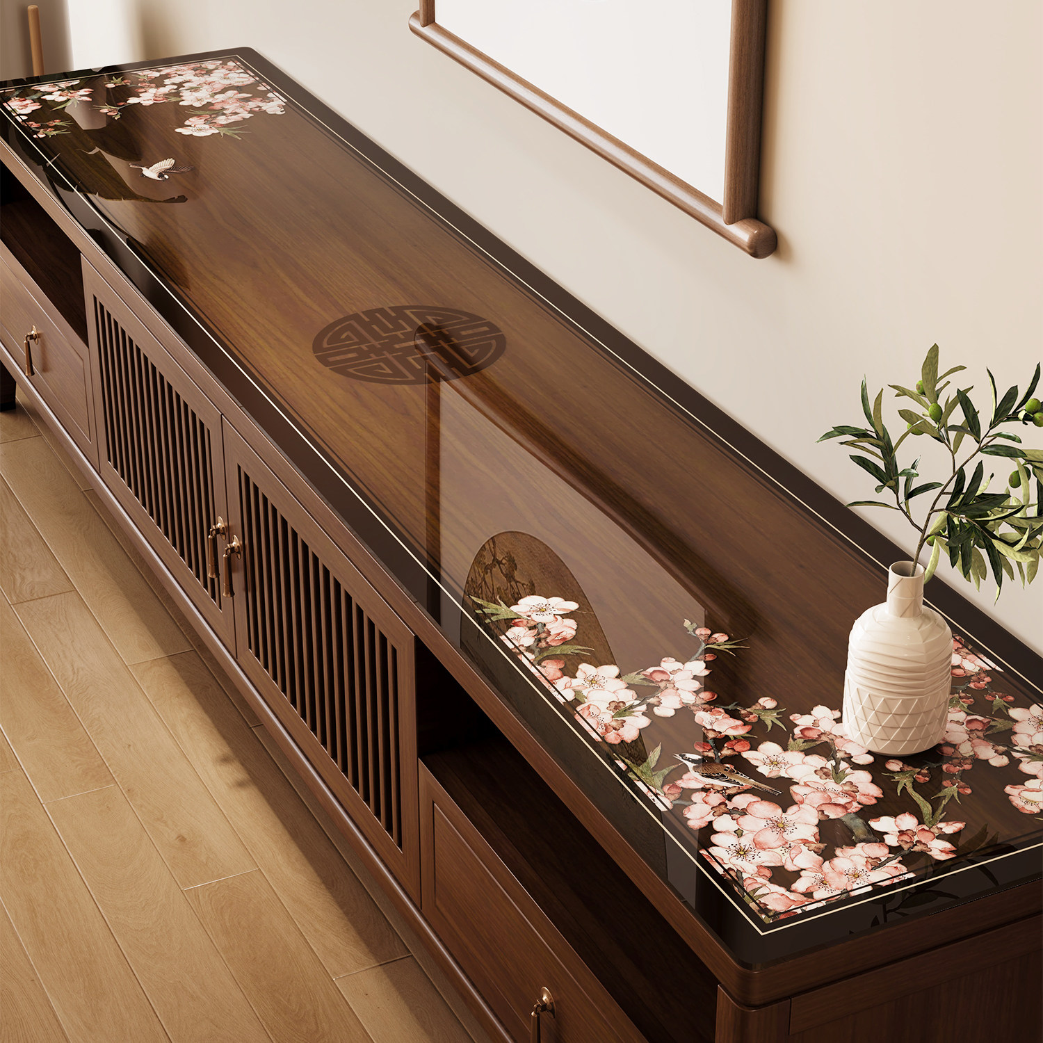 新中式透明PVC软玻璃电视柜桌布餐桌茶几垫餐边柜鞋柜台面保护垫,居家布艺,桌布,淘宝优惠券,粉丝福利购,淘宝优惠卷