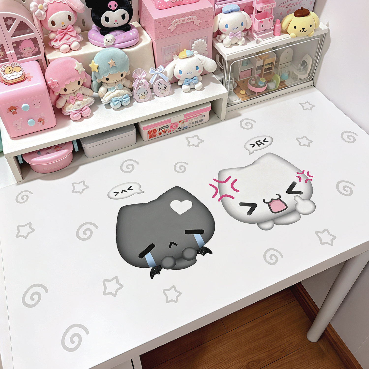 音乐小猫桌垫ins风古早味可爱手账背景桌垫卡通pvc防水桌面垫子