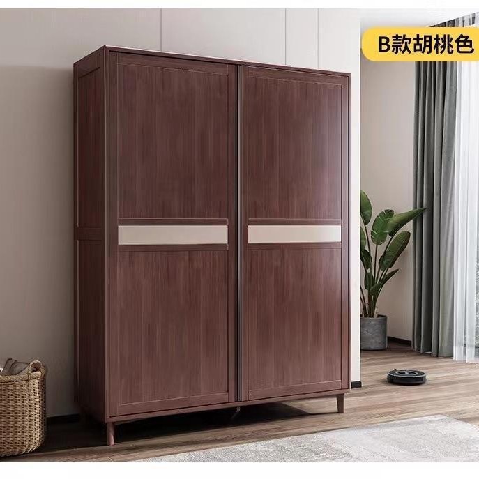 北欧橡胶木推拉门大容量衣柜