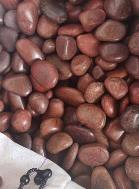 天然红色鹅卵铺石造雨花石大小石头WIQ阳台庭院景观装饰超路鱼缸