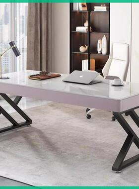 岩板电家脑生桌台式轻卧室HEO书桌用学学习桌椅组合长方形办公桌