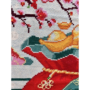 ?纯手工绣好的十字绣成品新款福袋代代福福字小幅客厅装饰挂