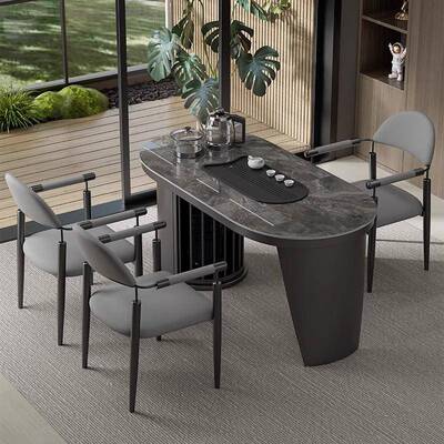 轻奢岩板茶台小型茶桌家泡茶桌LVC椅组合阳用台新2025款高端一桌