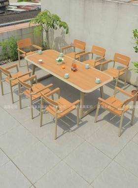 户外休花PQB闲桌椅外露天台室园餐桌椅庭院塑木阳光房桌椅防水防