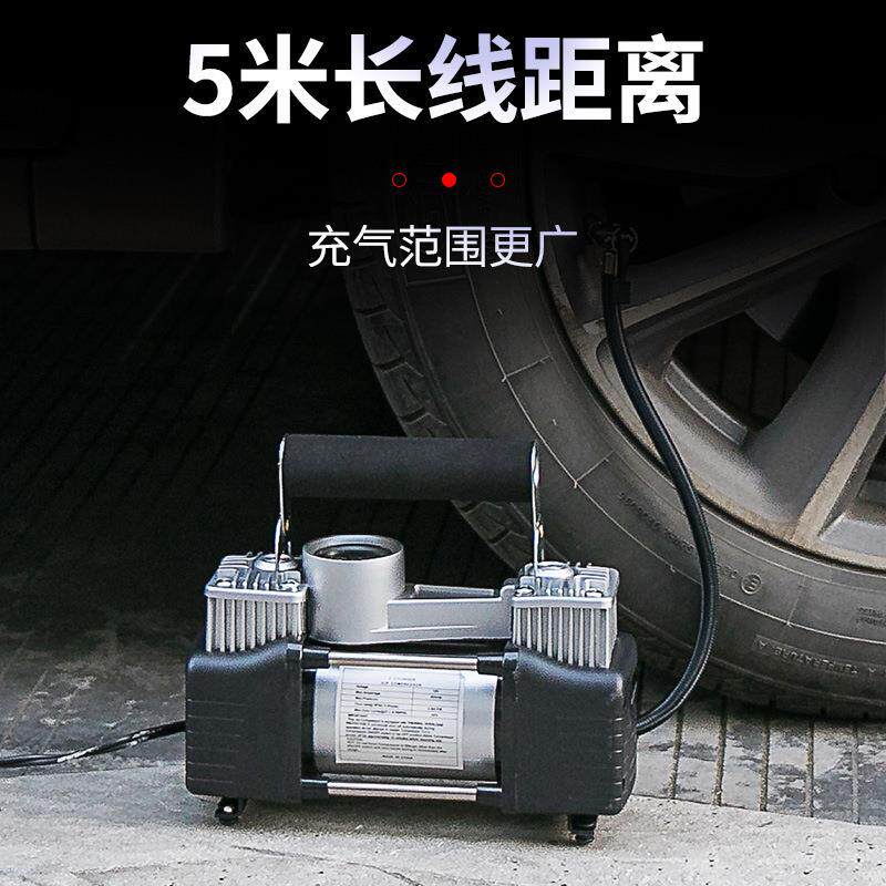 载双缸充泵携式轮车胎充气气机0073高压大便功率汽车快速双杠打气