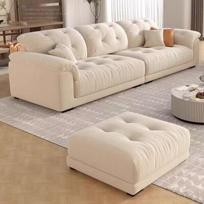 奶6794油风布科艺沙发小户型客厅家用简约轻奢技布艺沙发直排云朵