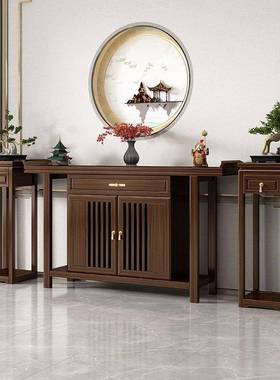 新中条式玄关柜轻条奢案台香DRU实木简约家用案供桌案香火长桌财