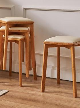 实凳叠子餐可放RF-2000N椅凳子软包方凳高凳板凳餐桌木凳家用