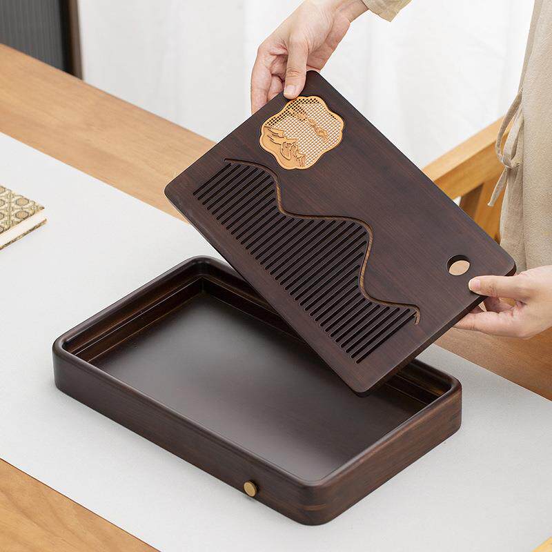 实木新中式茶盘家茶具托沥水简小型现代干用泡台约小茶FTG台蓄盘