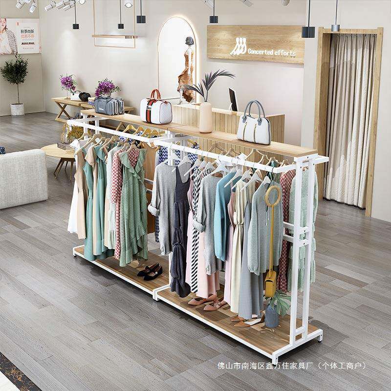 落地衣服示架服装店展挂衣衣架商场岛货架男中装店侧挂陈4列服架