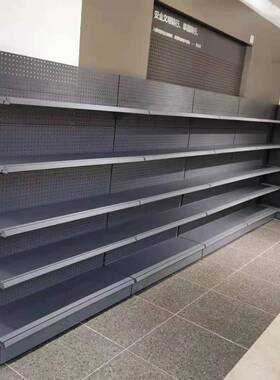 超市货架单厚SOT双场面卖便利店洞洞板件饰品百货连锁灰白色加挂