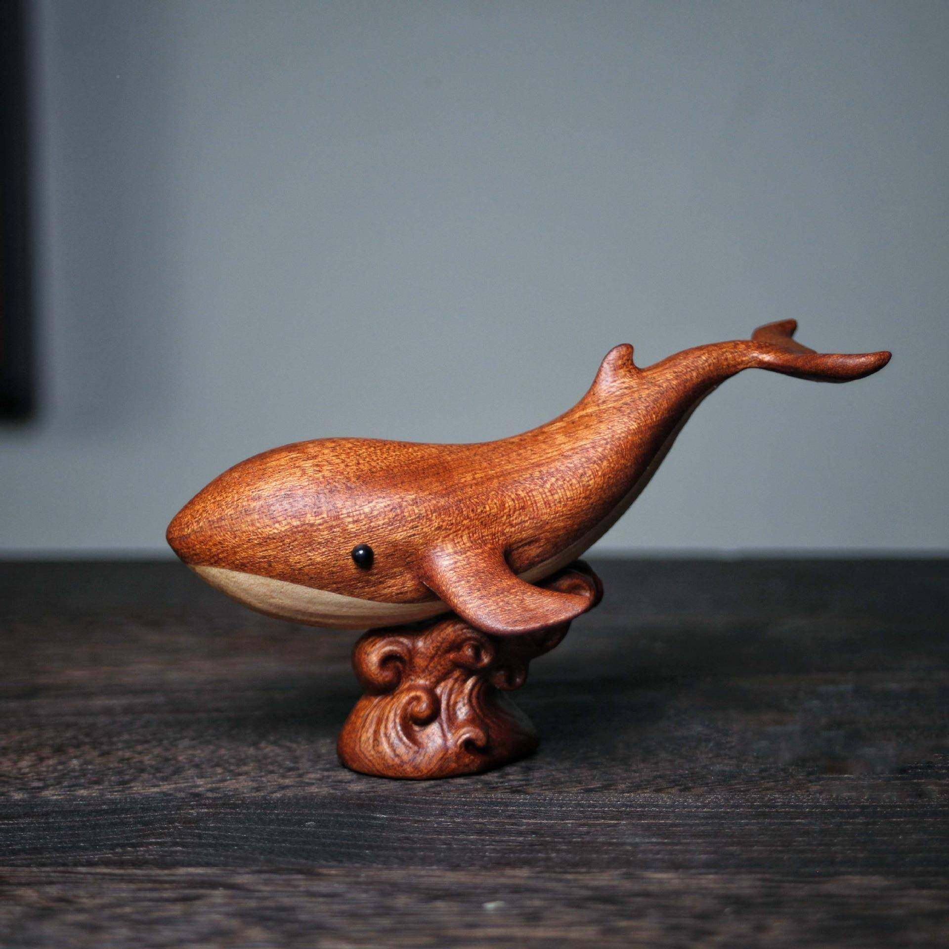 乌檀磁款自由鲸鱼仿真客大厅木玩具创意YDQ实木吸高档摆件送礼客