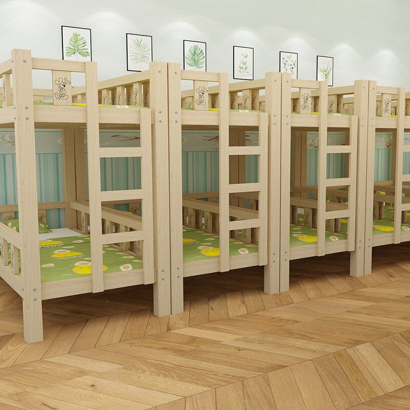 幼儿园床双层午睡床托管班上下铺儿童小学生全实木午托高低午休床
