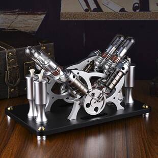 可发你动天平金无品牌/属气缸斯特林发款动机发电机迷微型外燃机