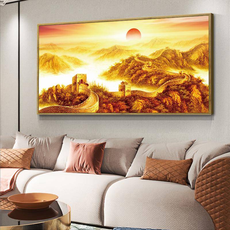 万里城VDW靠山图公室装饰画山水油字画客厅长办挂画招财风水画壁