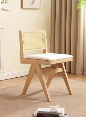 北椅欧实木藤编日式复古餐扶手民椅子闲阳台家用休藤椅昌迪宿SYP