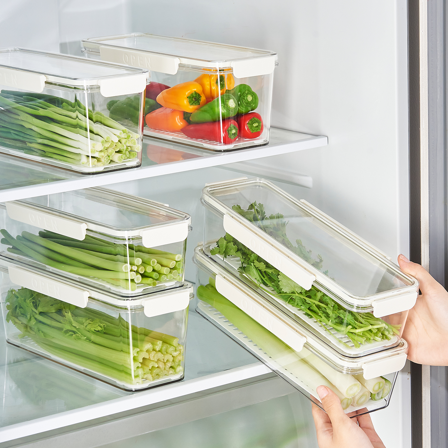 【密封保鲜】冰箱小葱香菜收纳盒