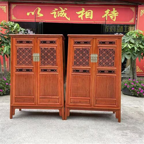 缅花圆角柜一对