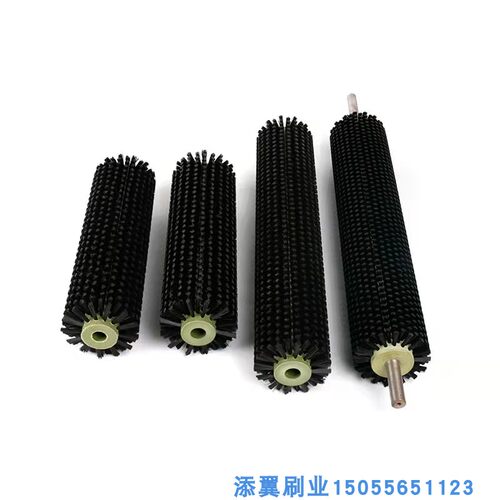 工业清洗尼龙丝滚筒刷除尘抛光打磨硬毛刷圆形圆柱刷辊不锈钢轴