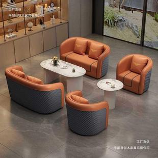 现代简约咖啡厅卡座沙发 三防猫抓皮接待沙发清吧休闲卡座沙发