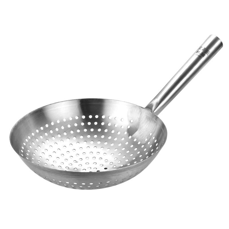 不锈钢大漏勺商用家用捞勺加厚油炸厨师油鼓漏厨房大号过滤网漏网