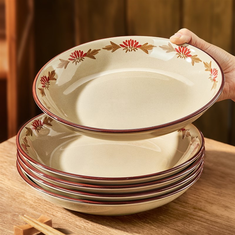 陶瓷盘子家用菜盘2025新款釉下彩8英寸深盘高级感碗碟子日式餐具