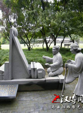 传统民俗文化雕塑玻璃纤维织布流程布匹雕塑铸铜人物雕塑街头景观