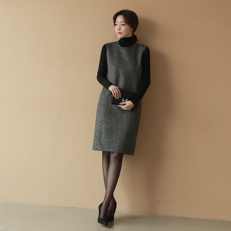 毛呢背心裙秋冬女连衣背带马甲打底裙条纹2024新款中长款宽松秋冬,女装/女士精品,连衣裙,淘宝优惠券,粉丝福利购,淘宝优惠卷