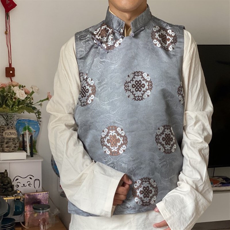 男装马甲夏装藏装上衣藏装甲甲藏服挂挂2023新款藏式佳佳衬衣新中