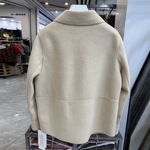 年轻妈妈翻领短款毛呢外套春秋装新款高贵洋气呢绒大衣中老年上衣